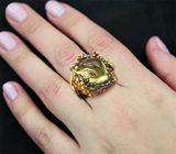 Серебряное кольцо с цитрином и рубинами Серебро 925