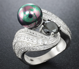 Элегантное серебряное кольцо с цветной жемчужиной Серебро 925