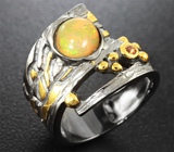 Серебряное кольцо с эфиопским опалом и желтым сапфиром Серебро 925