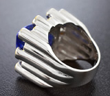 Серебряное кольцо с лазуритом и синими сапфирами Серебро 925