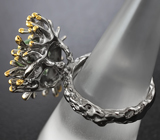 Серебряное кольцо с пренитом Серебро 925
