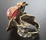 Серебряное кольцо с рубином и эфиопскими опалами Серебро 925