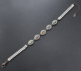 Изящный серебряный браслет с разноцветными турмалинами Серебро 925