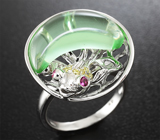 Чудесное серебряное кольцо «Золотая рыбка» Серебро 925