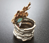 Серебряное кольцо с ларимаром и родолитами Серебро 925
