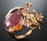 Серебряное кольцо с рубином и цитринами Серебро 925