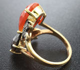 Прелестное серебряное кольцо с корнелианом и дымчатым кварцем Серебро 925