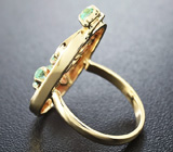 Кольцо с зелеными бериллами Золото