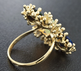 Золотое кольцо с кристаллическими опалами 3,65 карат и бриллиантами Золото