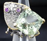 Серебряное кольцо с празиолитом и аметистами Серебро 925