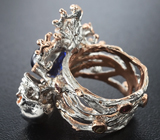 Серебряное кольцо с синим сапфиром Серебро 925