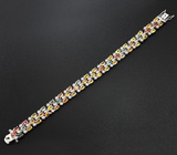 Праздничный серебряный браслет с разноцветными сапфирами Серебро 925