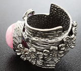 Серебряное кольцо c розовым сапфиром и аметистами Серебро 925