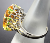 Серебряное кольцо с цитрином и цаворитами Серебро 925