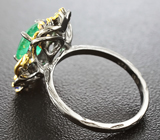 Серебряное кольцо с изумрудом, синими сапфирами и цаворитами Серебро 925