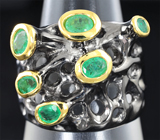 Серебряное кольцо с изумрудами Серебро 925