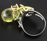 Серебряное кольцо с бриолетом цитрина и оранжевыми сапфирами Серебро 925