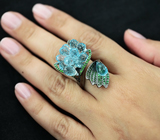 Серебряное кольцо с бриолетами топазов и цаворитами Серебро 925