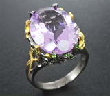 Серебряное кольцо с аметистом и цаворитами Серебро 925