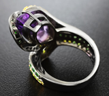 Серебряное кольцо с аметистом и цаворитами Серебро 925