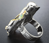 Серебряное кольцо с эфиопскими опалами и оранжевым сапфиром Серебро 925