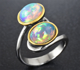 Серебряное кольцо с эфиопскими опалами Серебро 925