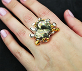 Серебряное кольцо с цветной жемчужиной барокко, рубинами и сапфирами Серебро 925