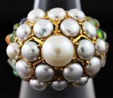 Серебряное кольцо с жемчугом и эфиопскими опалами Серебро 925