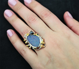 Серебряное кольцо с австралийским дублет опалом, жемчужиной, рубинами и сапфирами Серебро 925