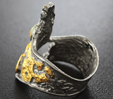 Серебряное кольцо с эфиопским опалом, изумрудом и оранжевым сапфиром Серебро 925