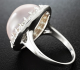 Стильное серебряное кольцо с розовым кварцем Серебро 925