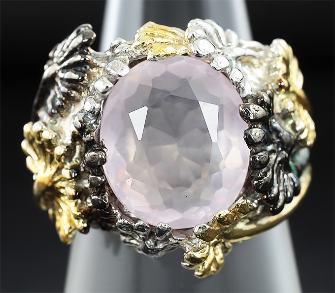 Серебряное кольцо с розовым кварцем