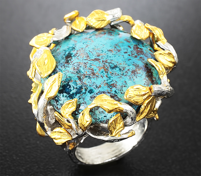 Серебряное кольцо с хризоколлой
