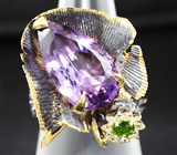 Серебряное кольцо с аметистом и диопсидом Серебро 925