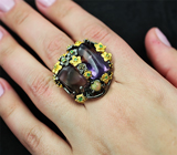 Серебряное кольцо с аметринами, эфиопским опалом и цаворитами Серебро 925