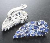 Великолепные серебряные серьги с синими сапфирами Серебро 925