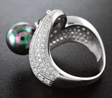 Оригинальное серебряное кольцо с цветной жемчужиной Серебро 925