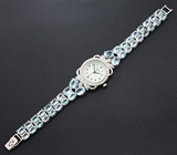 Часы на серебряном браслете с голубыми топазами Серебро 925