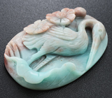 Камея-подвеска «Цапля» из цельного амазонита 26 грамм 