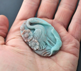 Камея-подвеска «Цапля» из цельного амазонита 26 грамм 