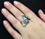 Серебряное кольцо со звездчатыми сапфирами Серебро 925