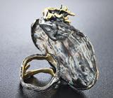 Серебряное кольцо с друзой агата и эфиопскими опалами Серебро 925