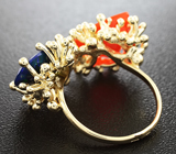 Золотое кольцо с кристаллическими опалами 5,45 карат и бриллиантами Золото