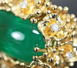Золотое кольцо с крупным уральским изумрудом 11,71 карат и бриллиантами Золото