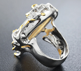 Серебряное кольцо с агатом и сапфиром Серебро 925