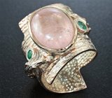 Серебряное кольцо с морганитом и изумрудами Серебро 925