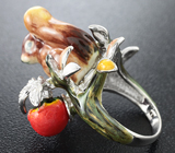 Скульптурное серебряное кольцо «Белочка» Серебро 925