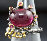 Серебярное кольцо с рубином и сапфирами Серебро 925