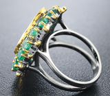 Серебряное кольцо с австралийским дублет опалом и изумрудами Серебро 925