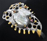 Серебряный браслет с жемчугом барокко и сапфирами Серебро 925